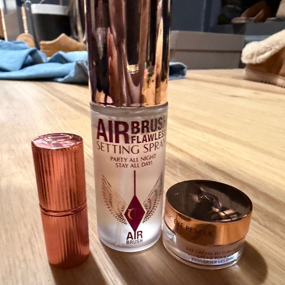 Charlotte Tilbury Other - Charlotte Tilbury Lipstick, Setting Spray, and Eye Cream Trio